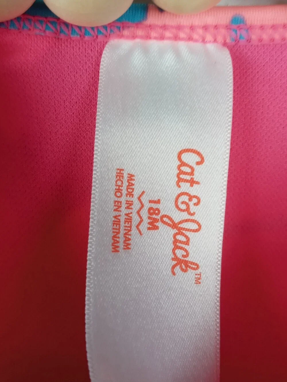 Cat & Jack girls size 18 mos swimsuit bright neon pink colorful floral design